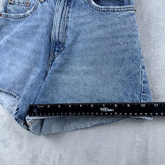 Zara High Waisted Mom Shorts Womens Size 4 Light Wash Denim High Rise Blue - Picture 6 of 8